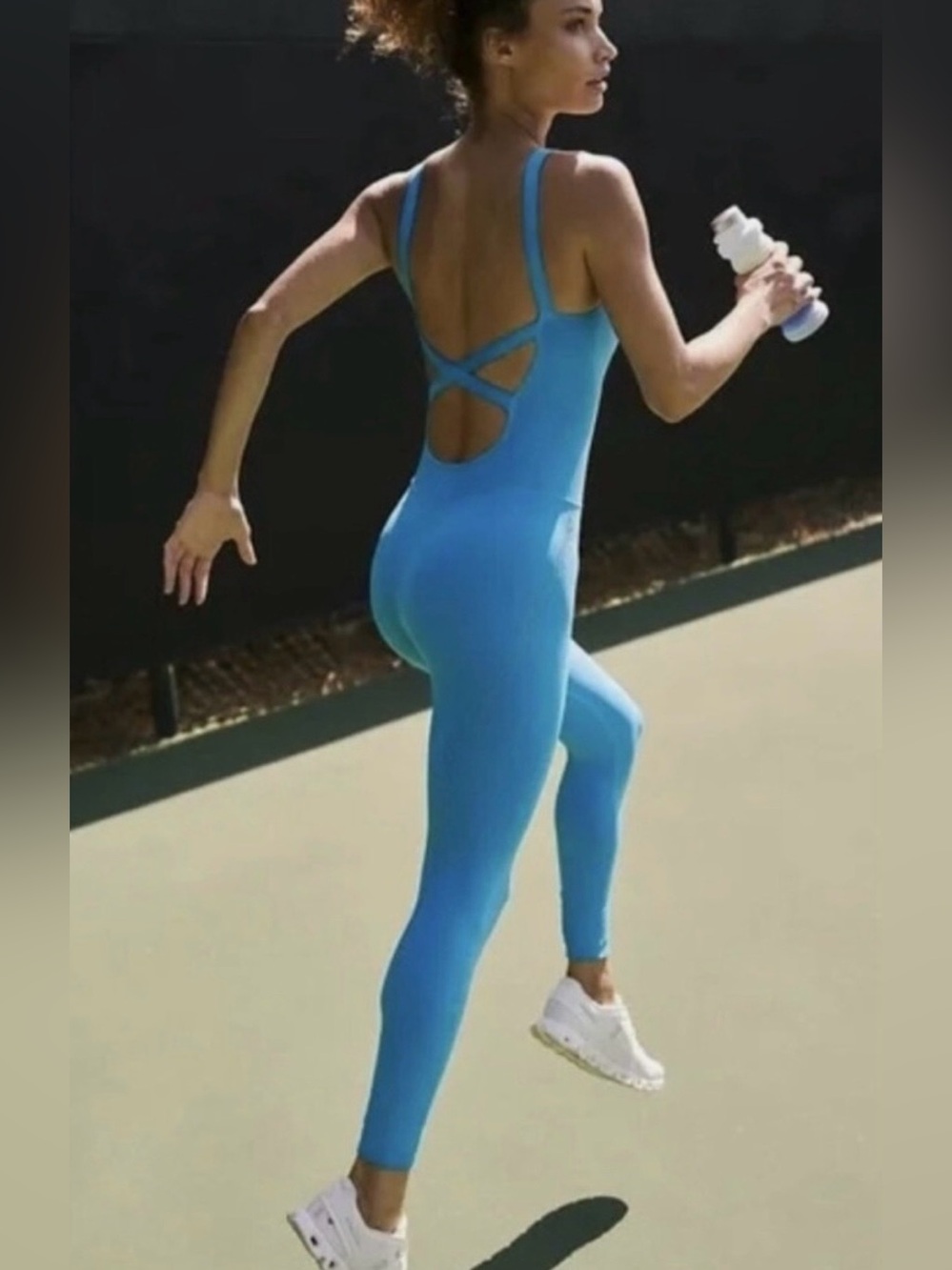 FP Movement by Free People Bright Blue Strappy Back Jumpsuit Athletic XS